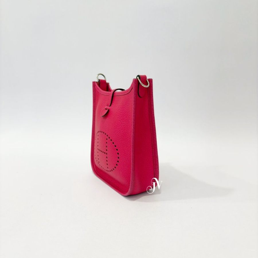 HERMES I6極致粉togo牛皮銀釦mini evelyne-2