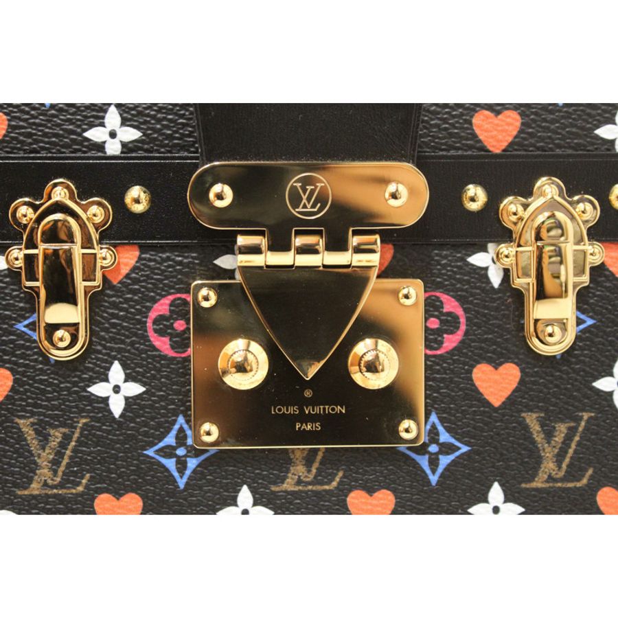 Louis Vuitton Black Monogram Multicolor Game On Petite Malle Clutch Bag-7