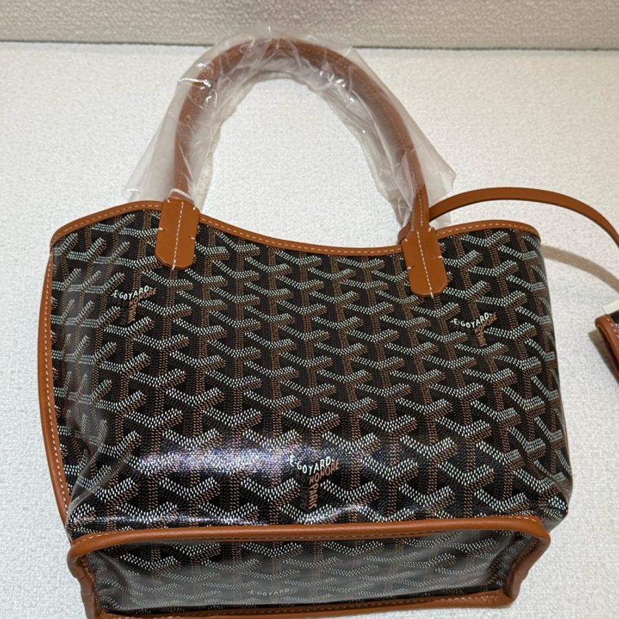 焦糖色皮革GOYARD Anjiou Mini Tote 超美雙面皮革托特手提包-1