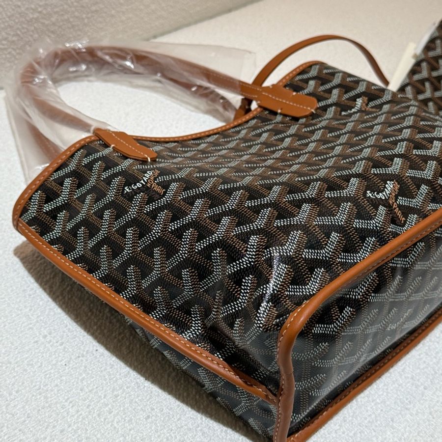 焦糖色皮革GOYARD Anjiou Mini Tote 超美雙面皮革托特手提包-2