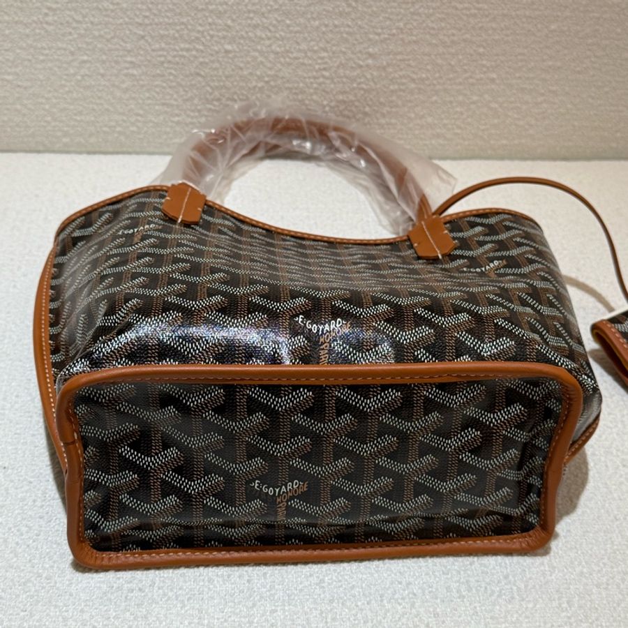 焦糖色皮革GOYARD Anjiou Mini Tote 超美雙面皮革托特手提包-4