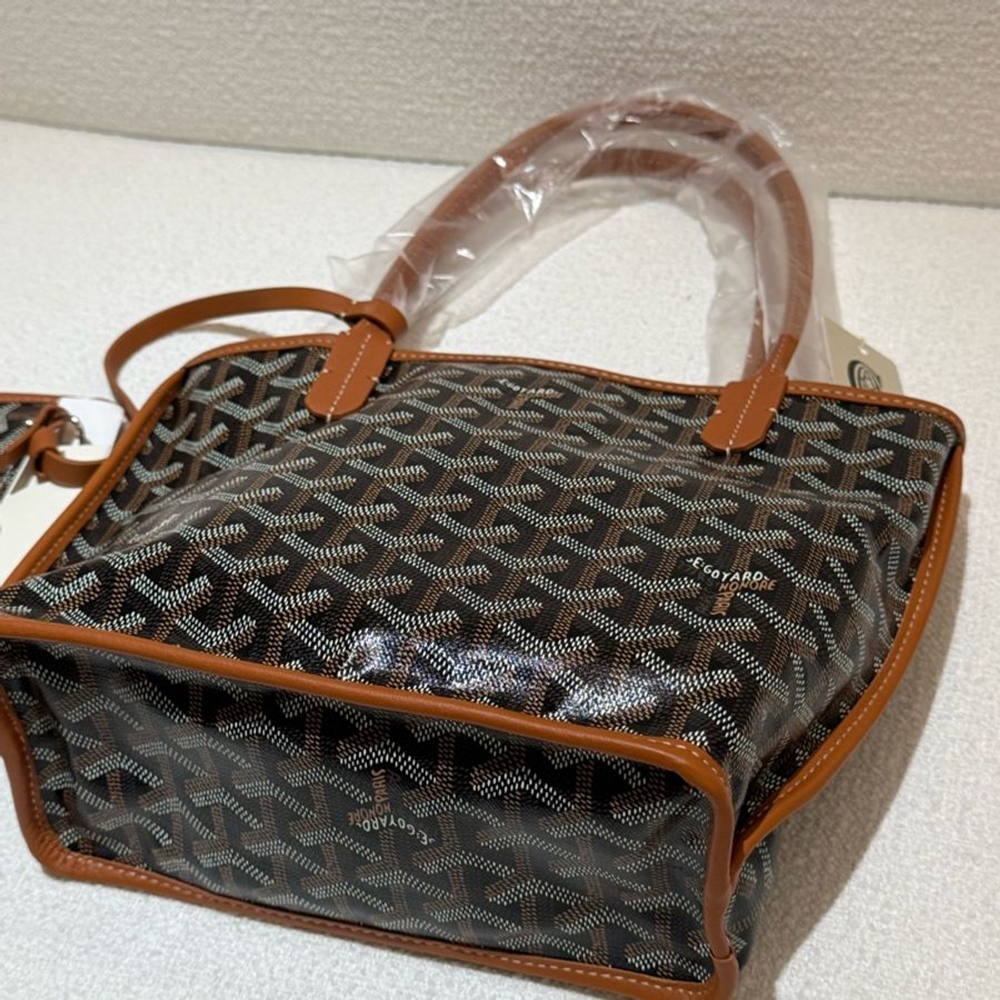 焦糖色皮革GOYARD Anjiou Mini Tote 超美雙面皮革托特手提包-7