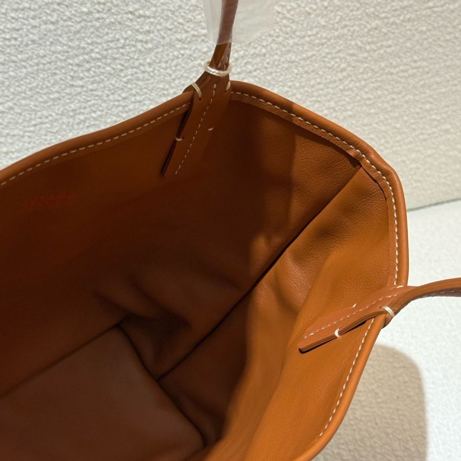 焦糖色皮革GOYARD Anjiou Mini Tote 超美雙面皮革托特手提包-12