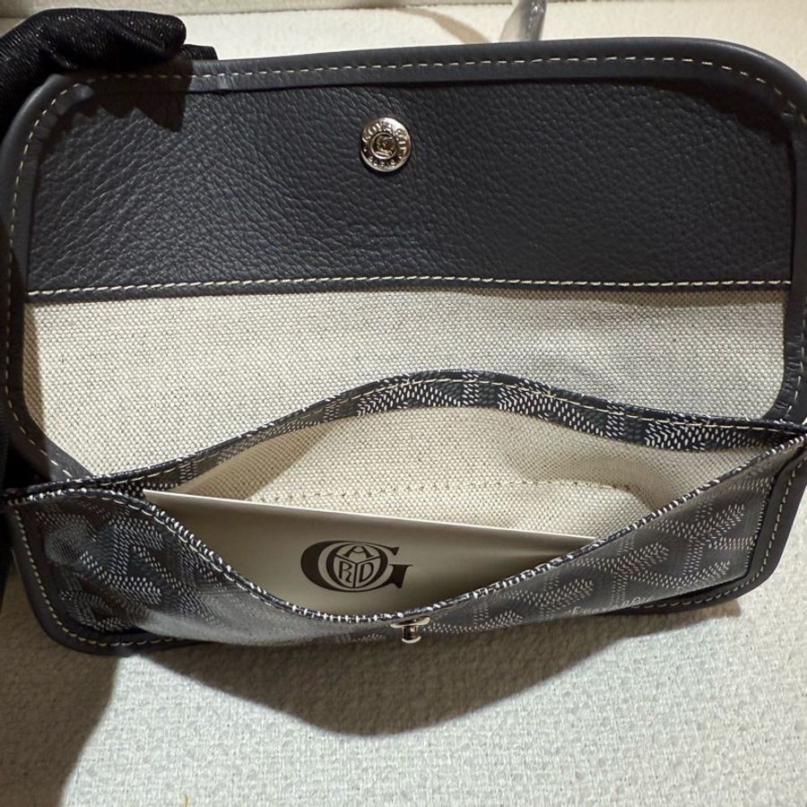 灰色圖騰印花 GOYARD Bohome Hobo Bag 銀扣拉鍊彎月肩背-14