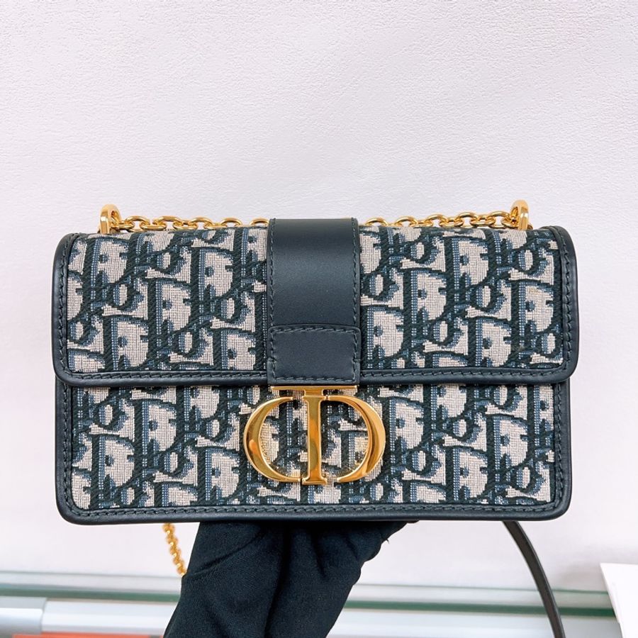 Dior 30 montaigne east west 藍色老花蒙田鏈條包-1