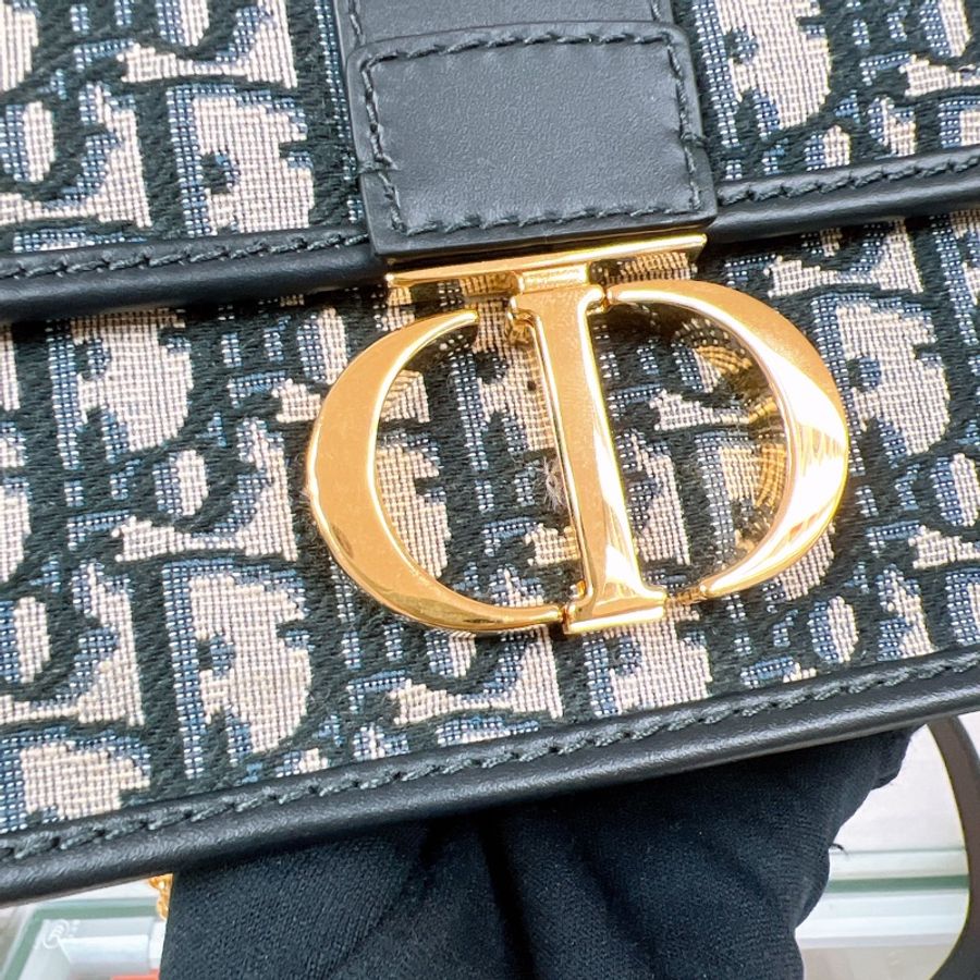 Dior 30 montaigne east west 藍色老花蒙田鏈條包-2