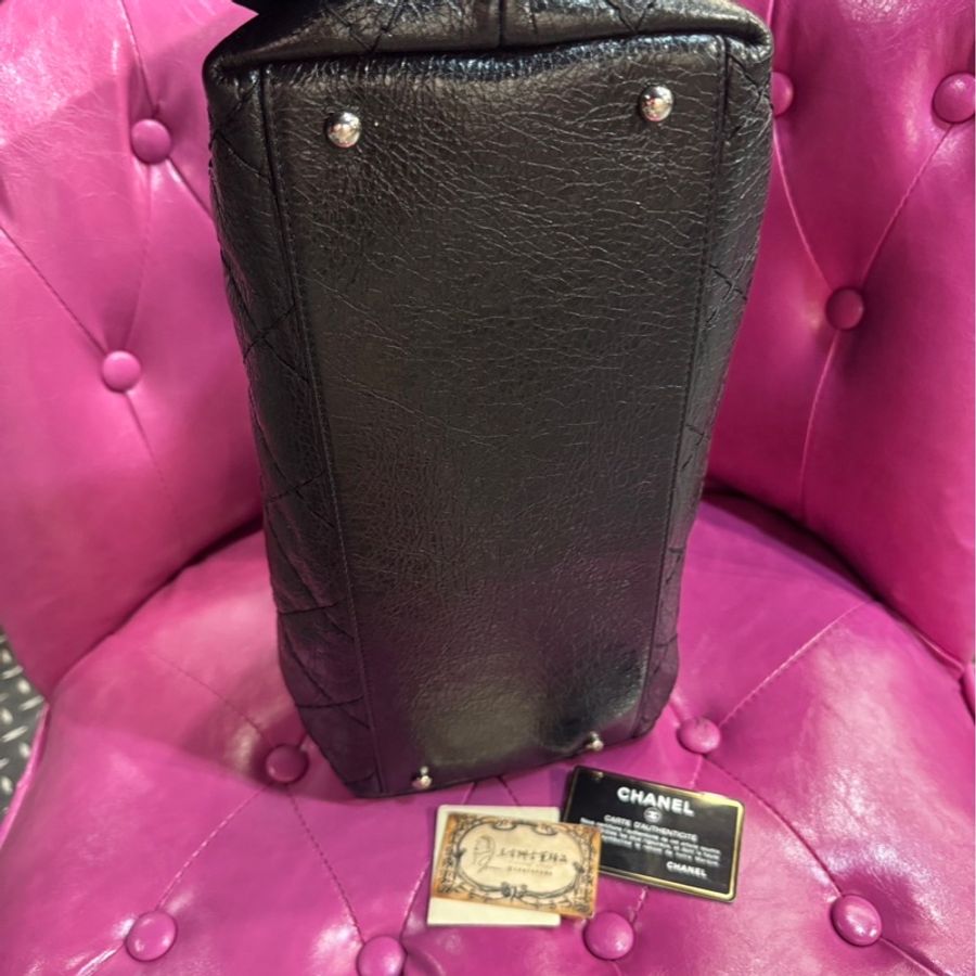 Chanel 揉皺牛皮肩背包tote/王吉娜古董精品-4
