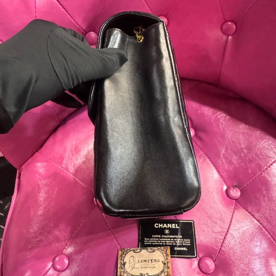 Chanel 黑金大方胖包/山羊皮/王吉娜古董精品-6