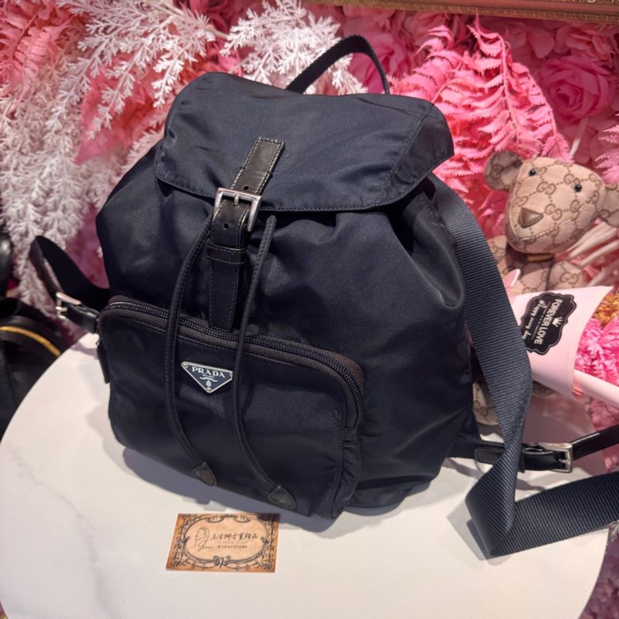 Prada深藍色後背包/王吉娜古董精品-2