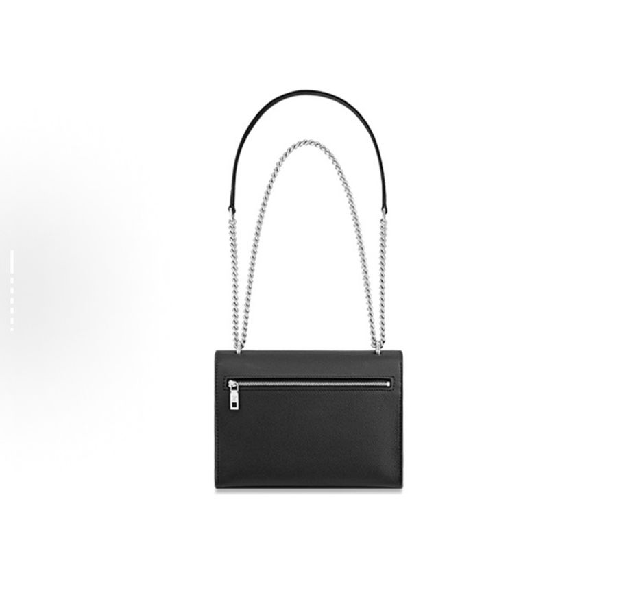 LV Mylockme 柔軟粒面牛皮革 鏈條斜挎單肩包 小號 黑色-3