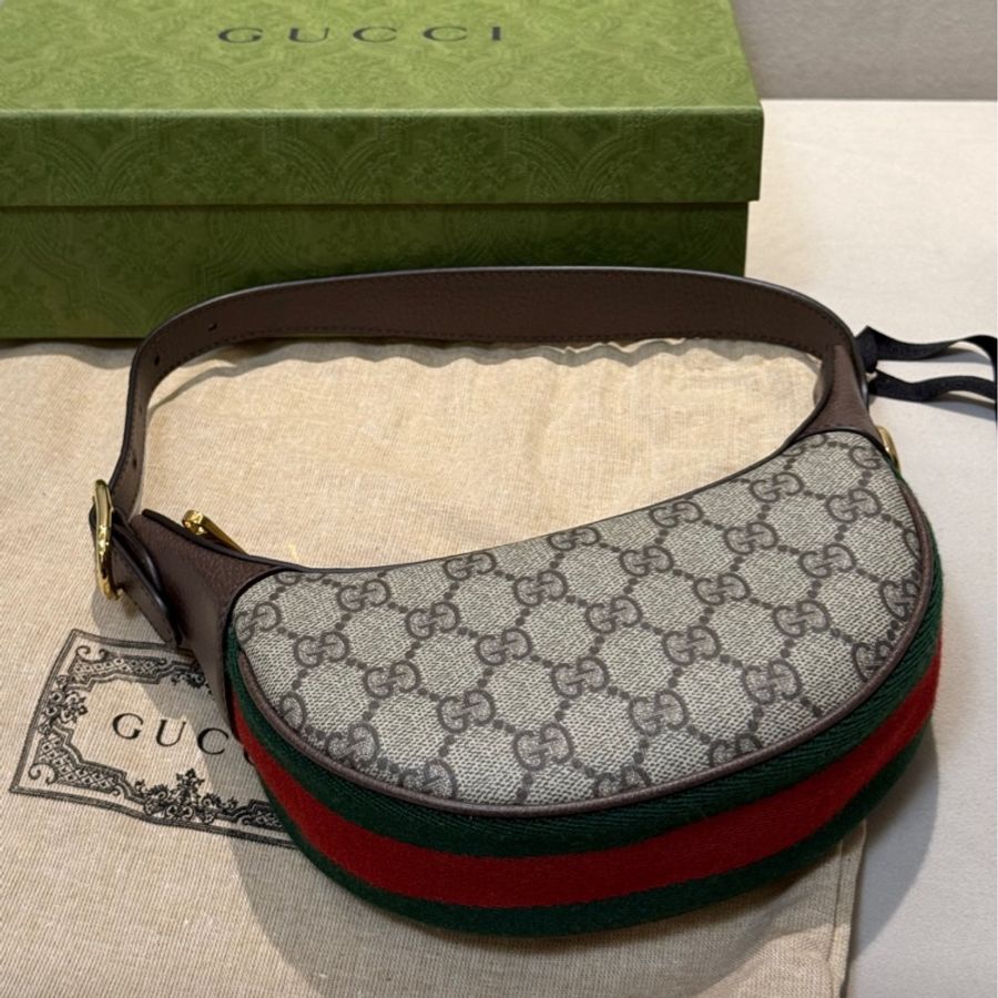 GUCCI古馳 Ophidia 復古老花Logo 帆布拼皮 腋下包手提單肩包 迷你 女款-2