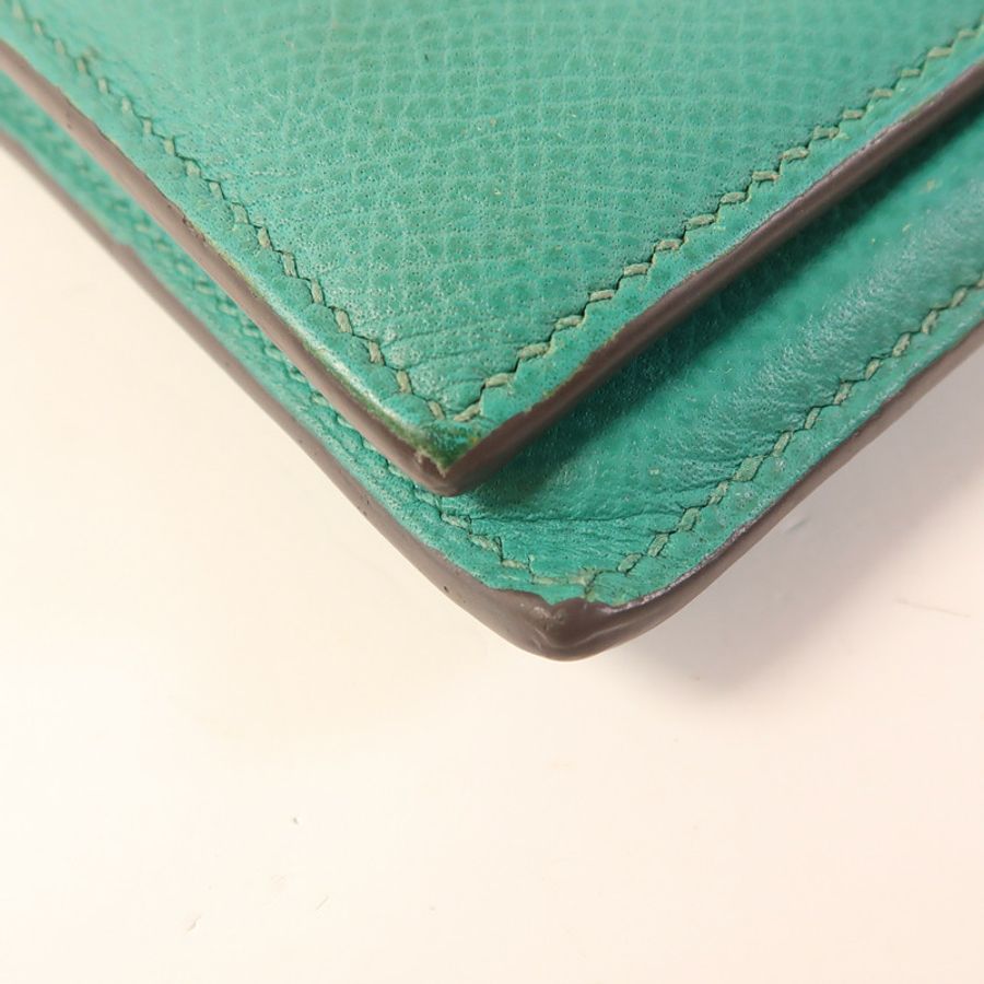 HERMES 【激減優惠】Epsom皮革Bearn Compact金扣錢包Vert Jade-9