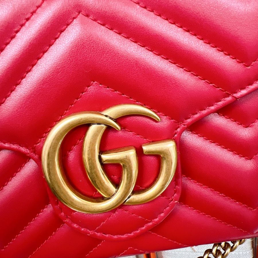 Gucci marmont woc 紅色馬夢鏈條包-11