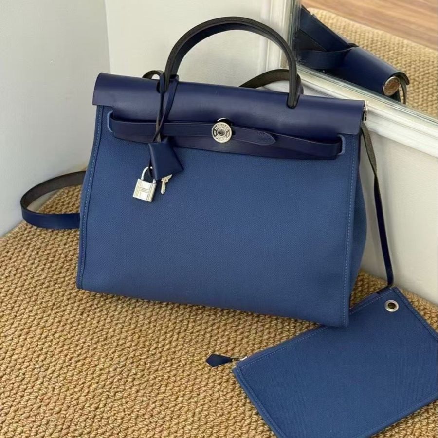 99新🌟 愛馬仕 #hermes #herbag31 #zip #海軍藍 帆布拼皮-0