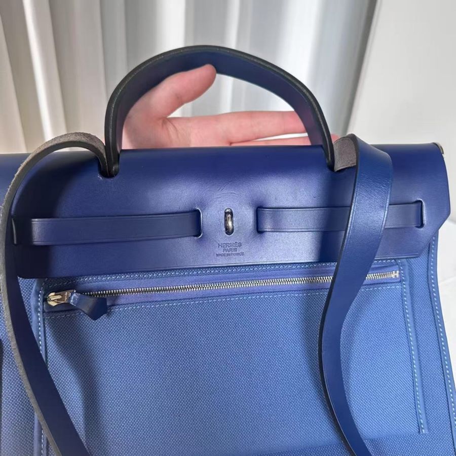 99新🌟 愛馬仕 #hermes #herbag31 #zip #海軍藍 帆布拼皮-11