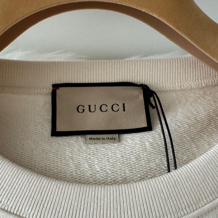 GUCCI古驰 徽标Logo星星图案印花圆领套头卫衣 白色-3