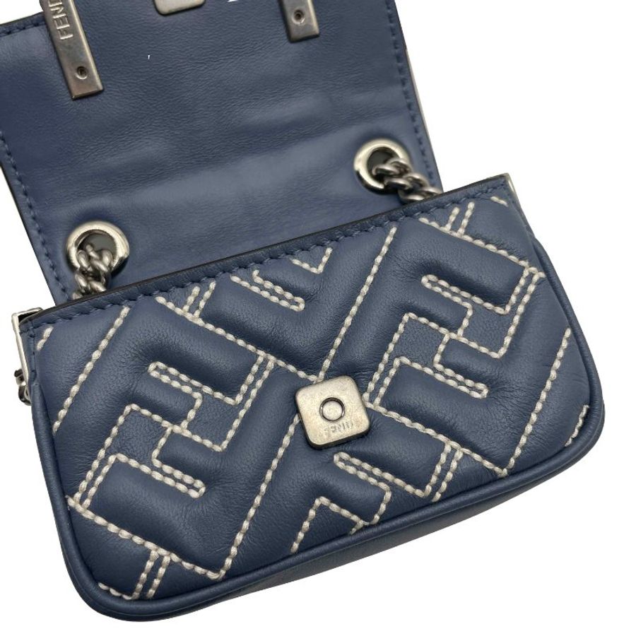 FENDI 藍灰色全皮mini鍊包-7