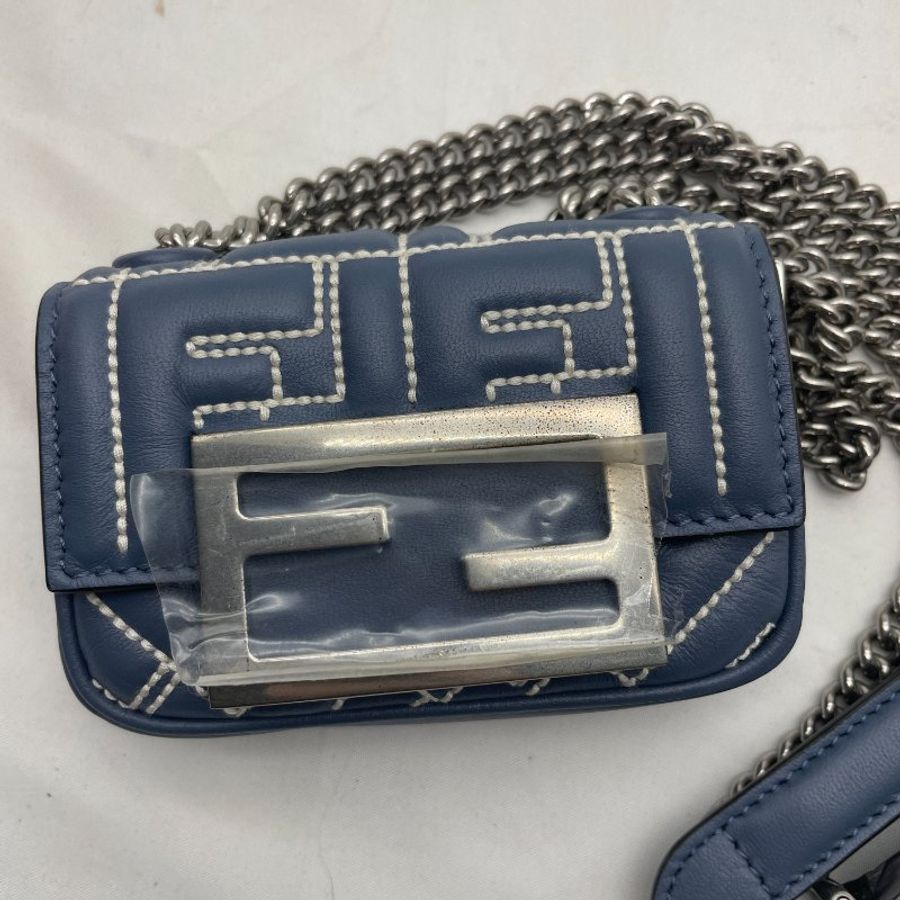 FENDI 藍灰色全皮mini鍊包-12