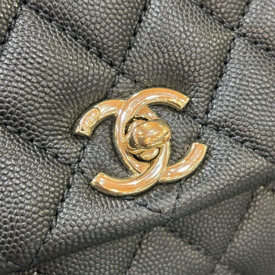 CHANEL AS2215 MINI HANDLE COCO 20 黑色荔枝皮 蜥蜴皮壓紋提把 金鍊 肩背包 手提包 斜背包-10