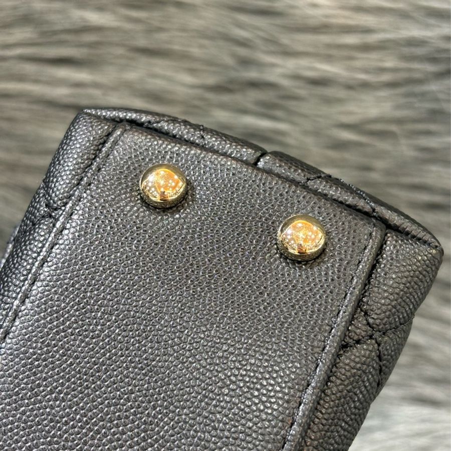 CHANEL AS2215 MINI HANDLE COCO 20 黑色荔枝皮 蜥蜴皮壓紋提把 金鍊 肩背包 手提包 斜背包-18