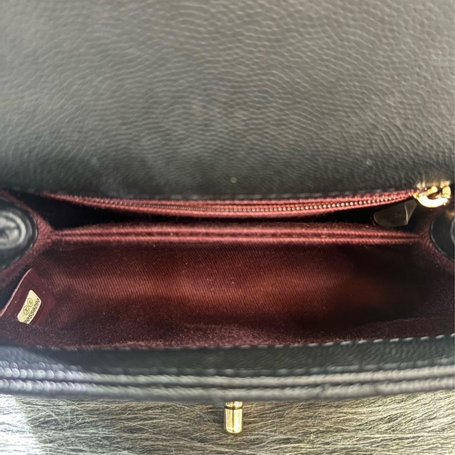 CHANEL AS2215 MINI HANDLE COCO 20 黑色荔枝皮 蜥蜴皮壓紋提把 金鍊 肩背包 手提包 斜背包-24