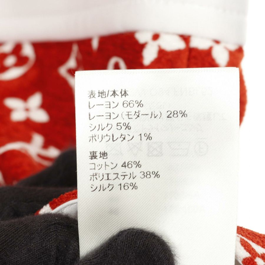 路易威登 Monogram 後拉鍊上衣,絲質黏膠莫代爾混紡,紅白配色,女款 #36-3
