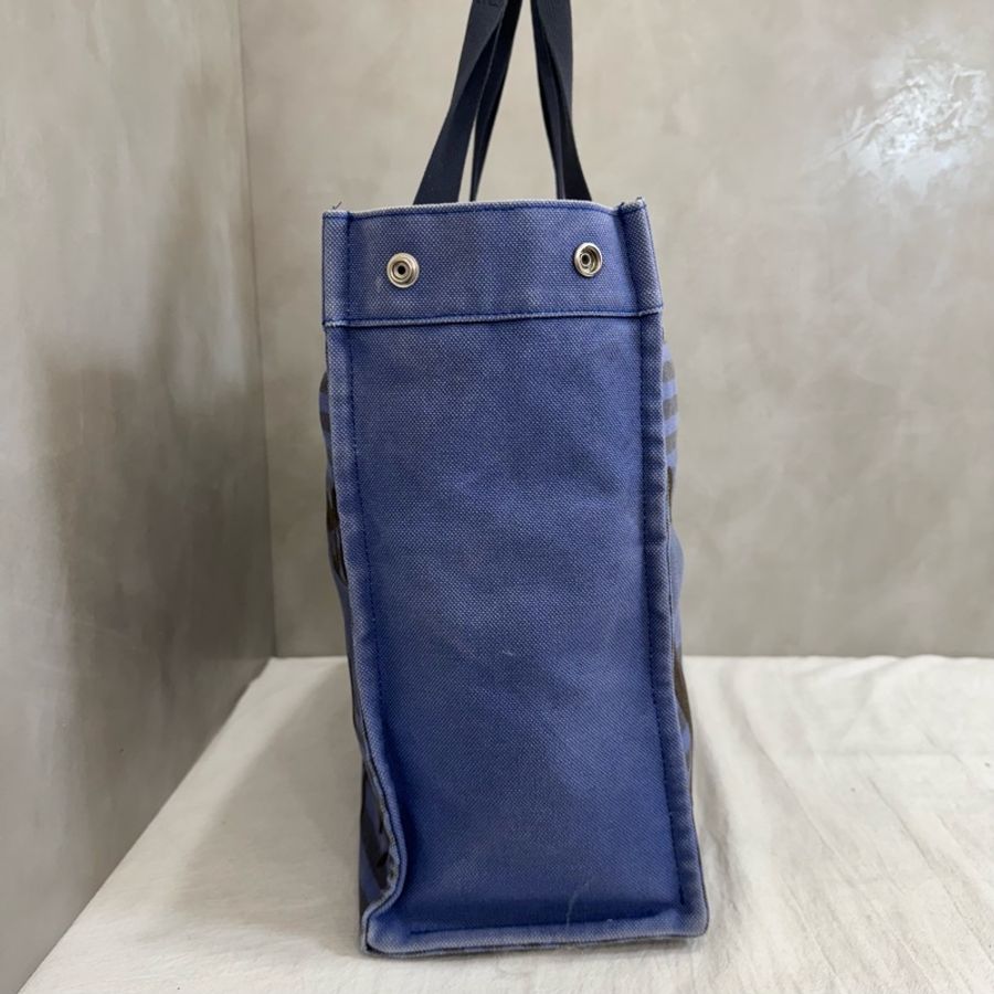 Hermès Cavalcadour Étriers 藍色馬圖帆布托特包-8