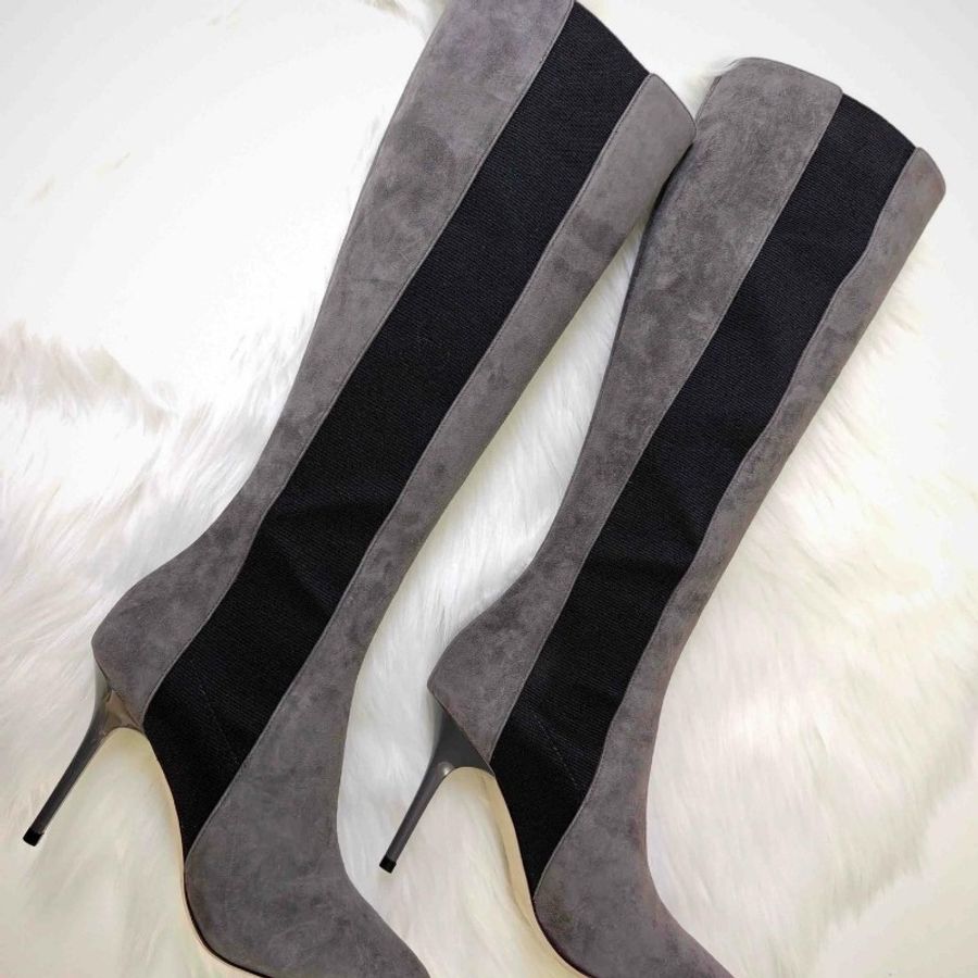 Jimmy Choo 羊皮灰色長筒靴 36碼-0