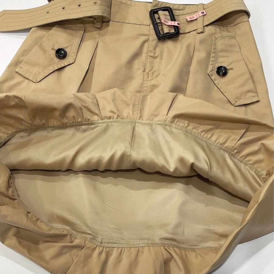Burberry 黑標 腰帶花苞卡其裙-7