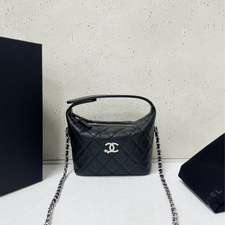Chanel 黑銀星星水鑽飯盒包-0