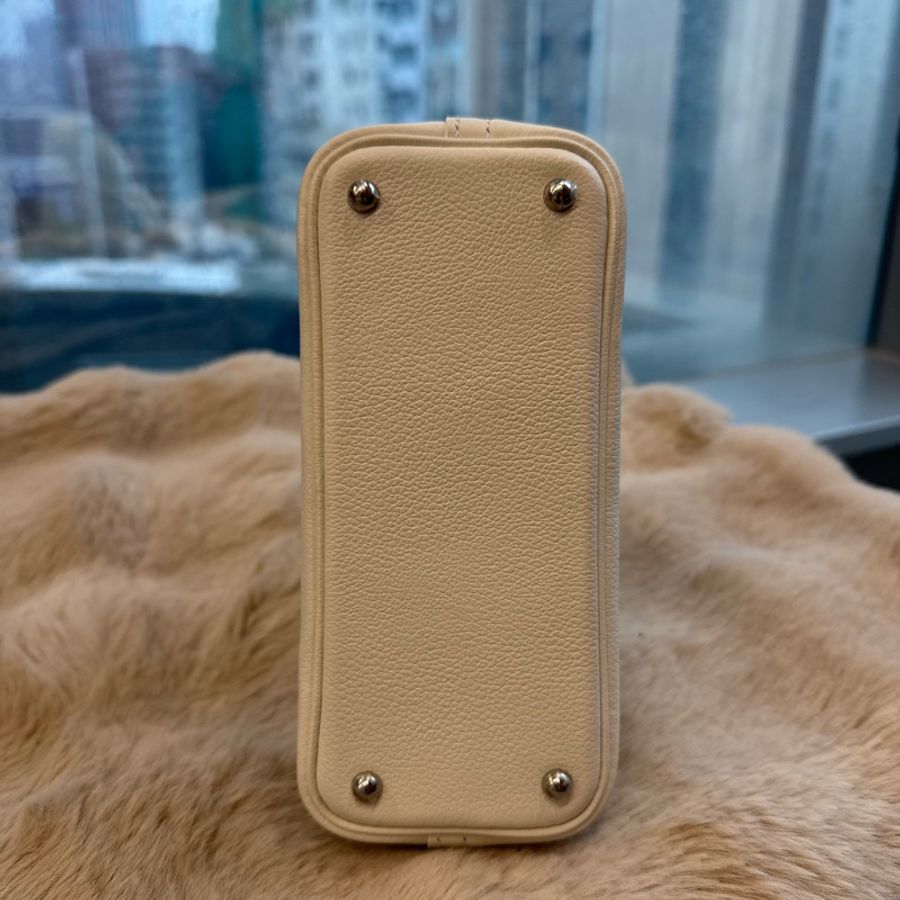 HERMES mini Bolide 純白銀釦 evercolor皮 stamp k-7