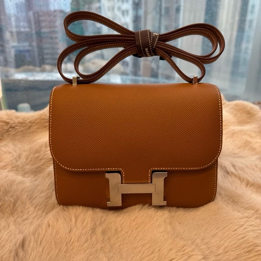HERMES Constance 19 金棕銀 epsom stamp k-0