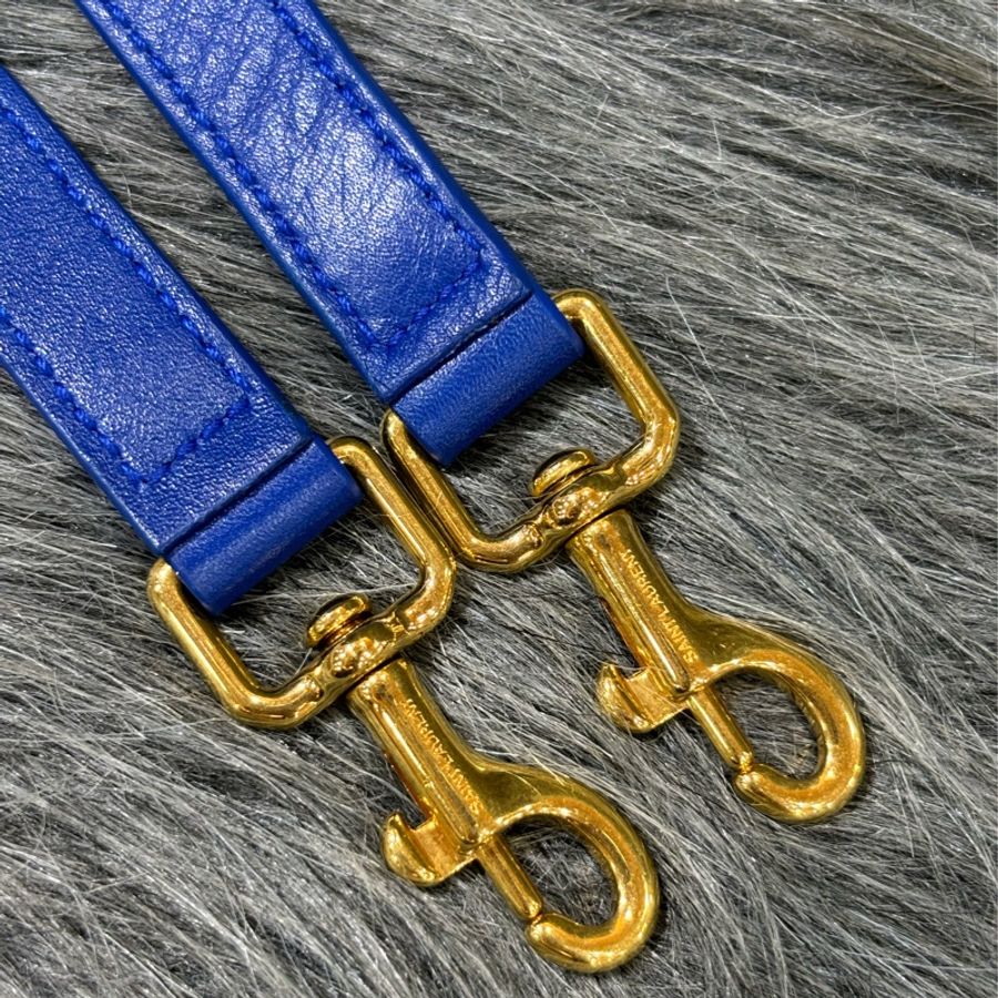 YSL 372087 Cabas Mini 皇家藍 牛皮 金釦 手提包 肩背包 斜背包 兩用包 學院包-47