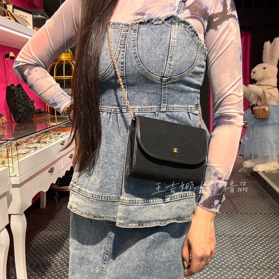 Chanel 金鏈斜背包/肩背包/王吉娜古董精品-1