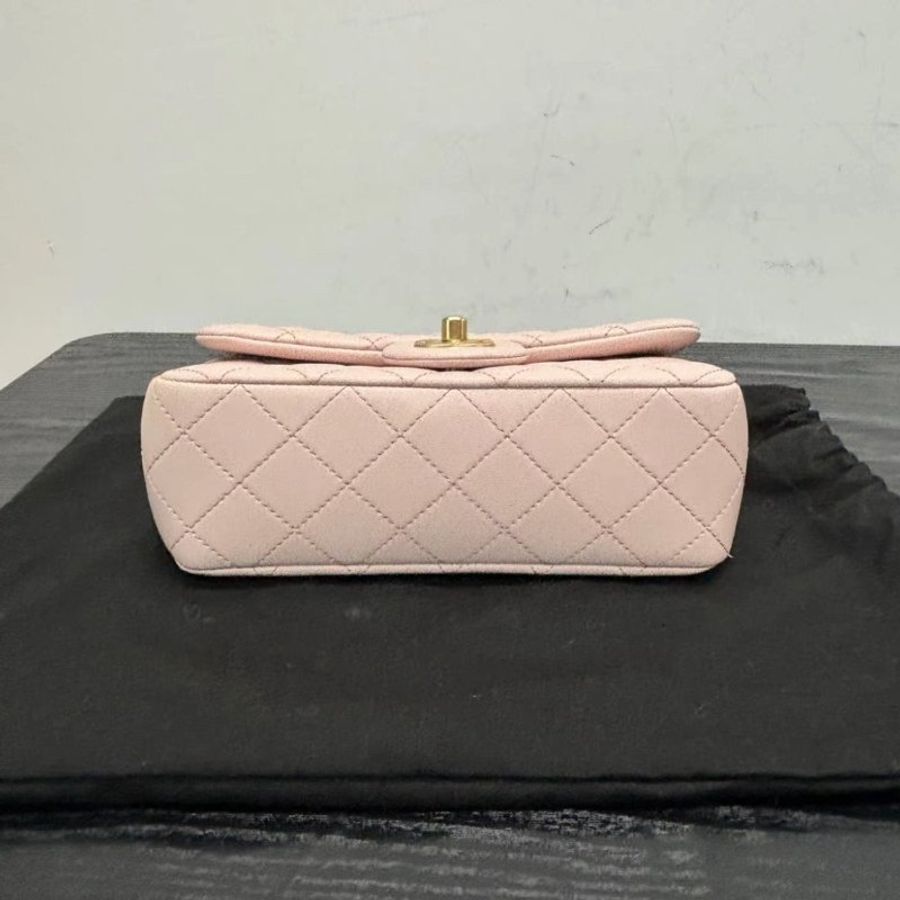 CHANEL 23k金球 cf大mini玫瑰粉 20*7*13 全新閒置配件盒子塵袋-3