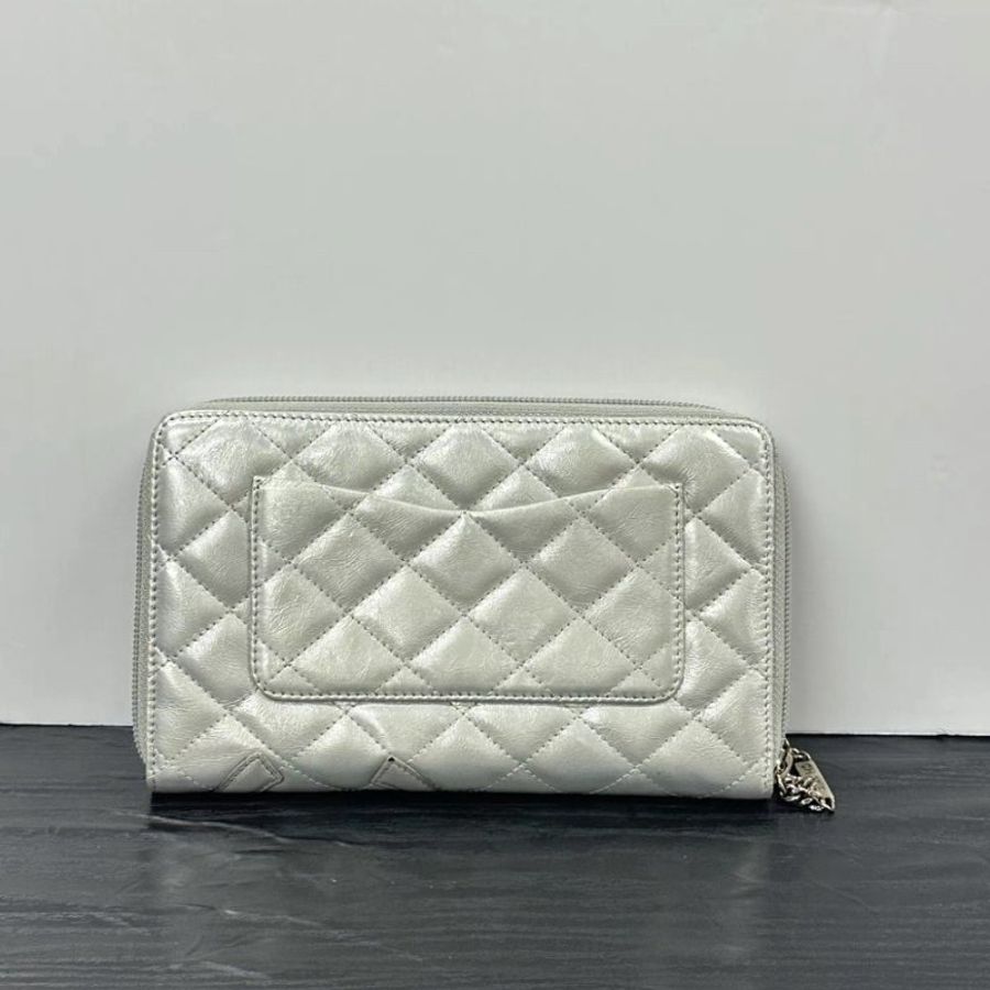 CHANEL 銀色長款錢包 20*12*2.5 98新配件保卡塵袋-5