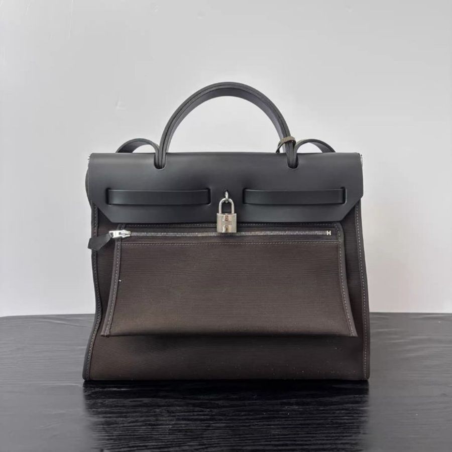 HERMES 烏木拼黑色herbag31 31*25*11 98新配件塵袋鑰匙鎖-5