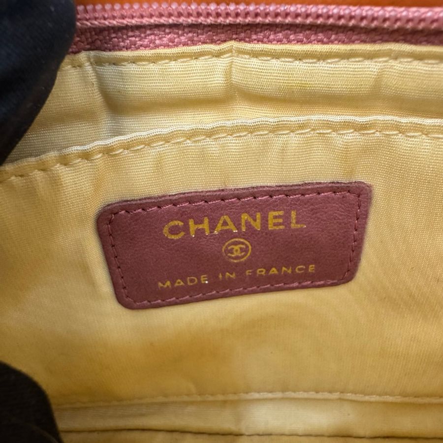 Chanel Chocolate Bar 橘色巧克力格手拿包-16
