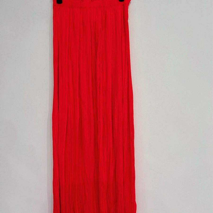 三宅一生pleats please橘紅色沙丘百褶長裙-4