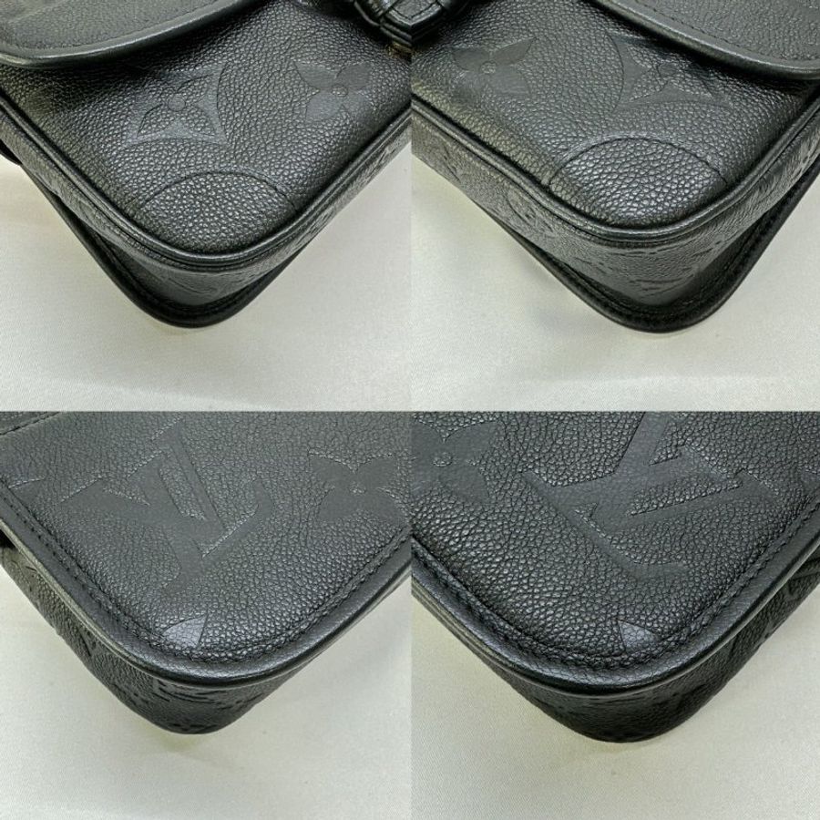 LV Diane黑花壓紋皮革法棍包-9