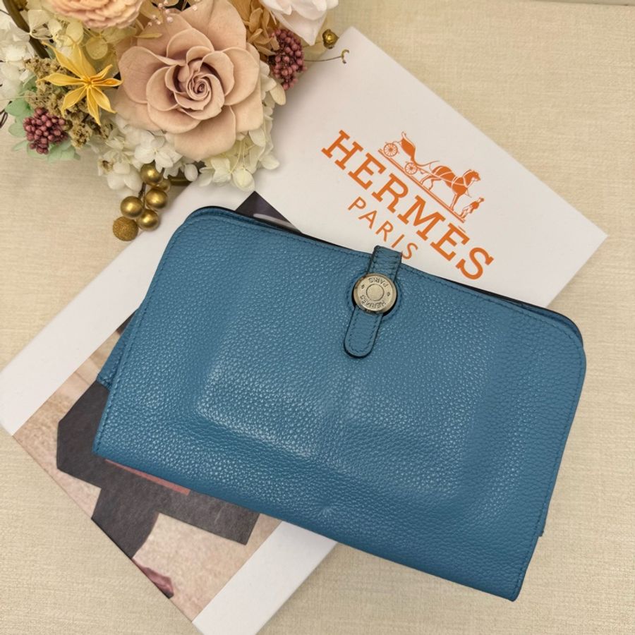 HERMÈS Béarn 牛仔藍長夾-1