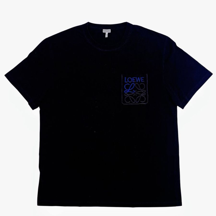LOEWE 羅威 純棉 刺繡LOGO短袖T恤 黑-1