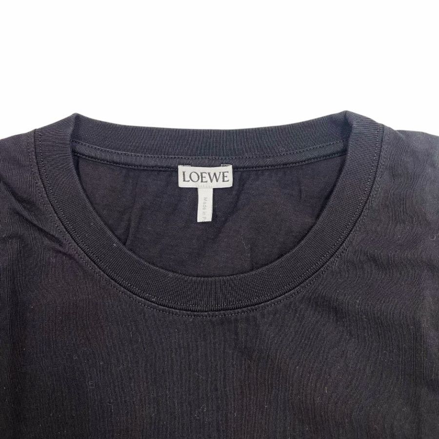 LOEWE 羅威 純棉 刺繡LOGO短袖T恤 黑-3