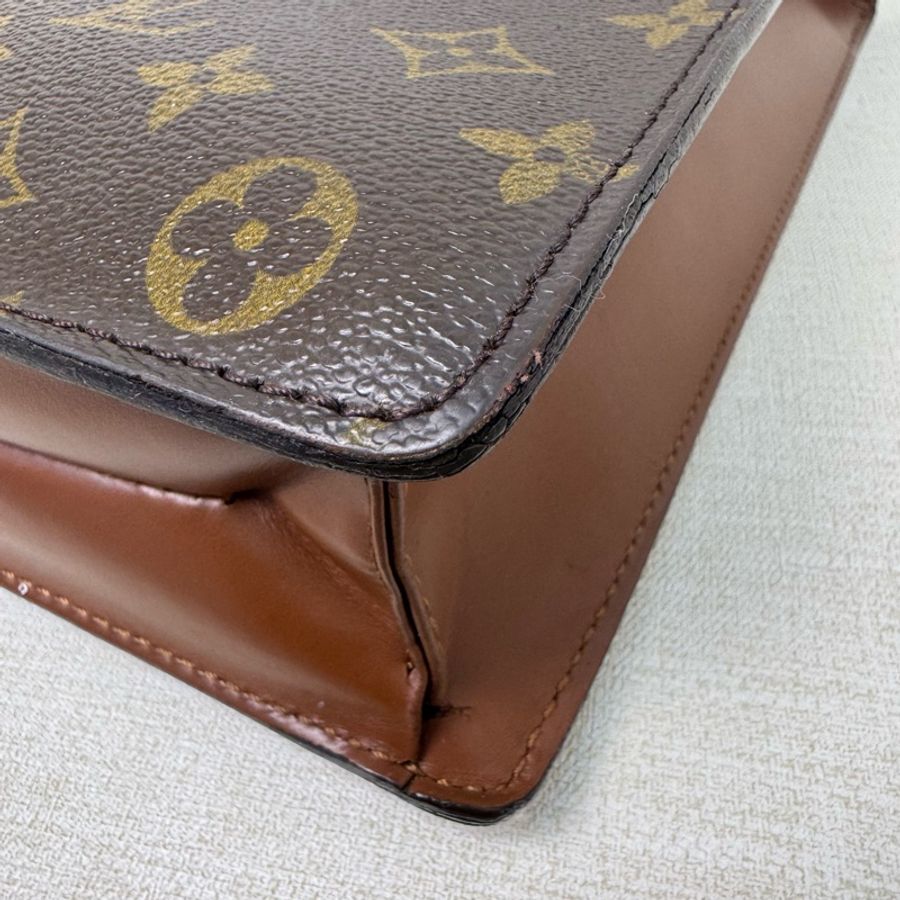 Louis Vuitton 紅皮老花 手提公事包-9