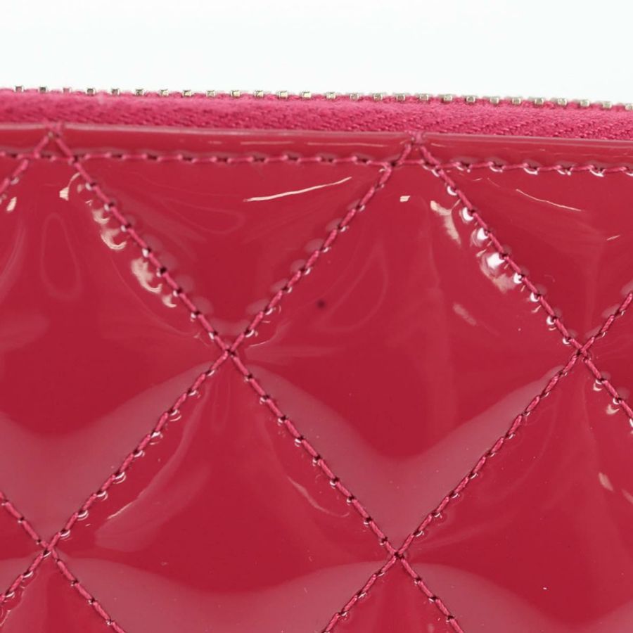 【日本直送】香奈兒 (CHANEL) Matelasse Brilliant 長款皮夾,琺瑯粉紅銀色 CC Auth yk18767V-2