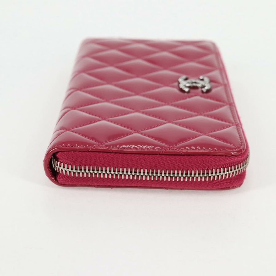 【日本直送】香奈兒 (CHANEL) Matelasse Brilliant 長款皮夾,琺瑯粉紅銀色 CC Auth yk18767V-4