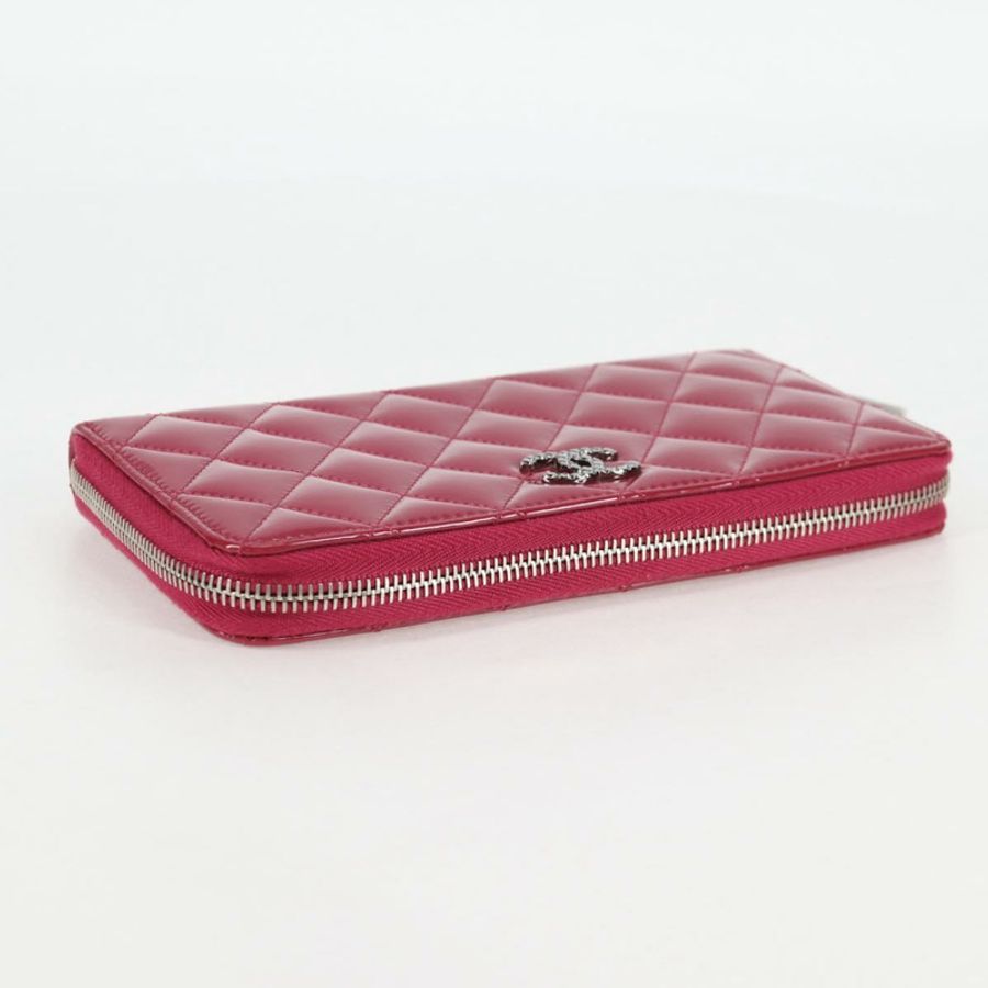 【日本直送】香奈兒 (CHANEL) Matelasse Brilliant 長款皮夾,琺瑯粉紅銀色 CC Auth yk18767V-5