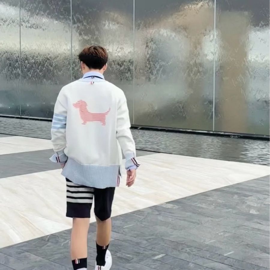 Thom Browne 男款 臘腸狗🐶 開衫 OS版 白色/灰色-7