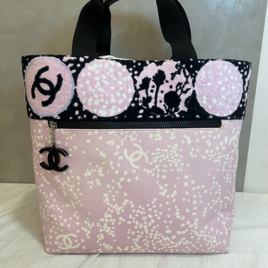 Chanel 粉色帆布托特包-4