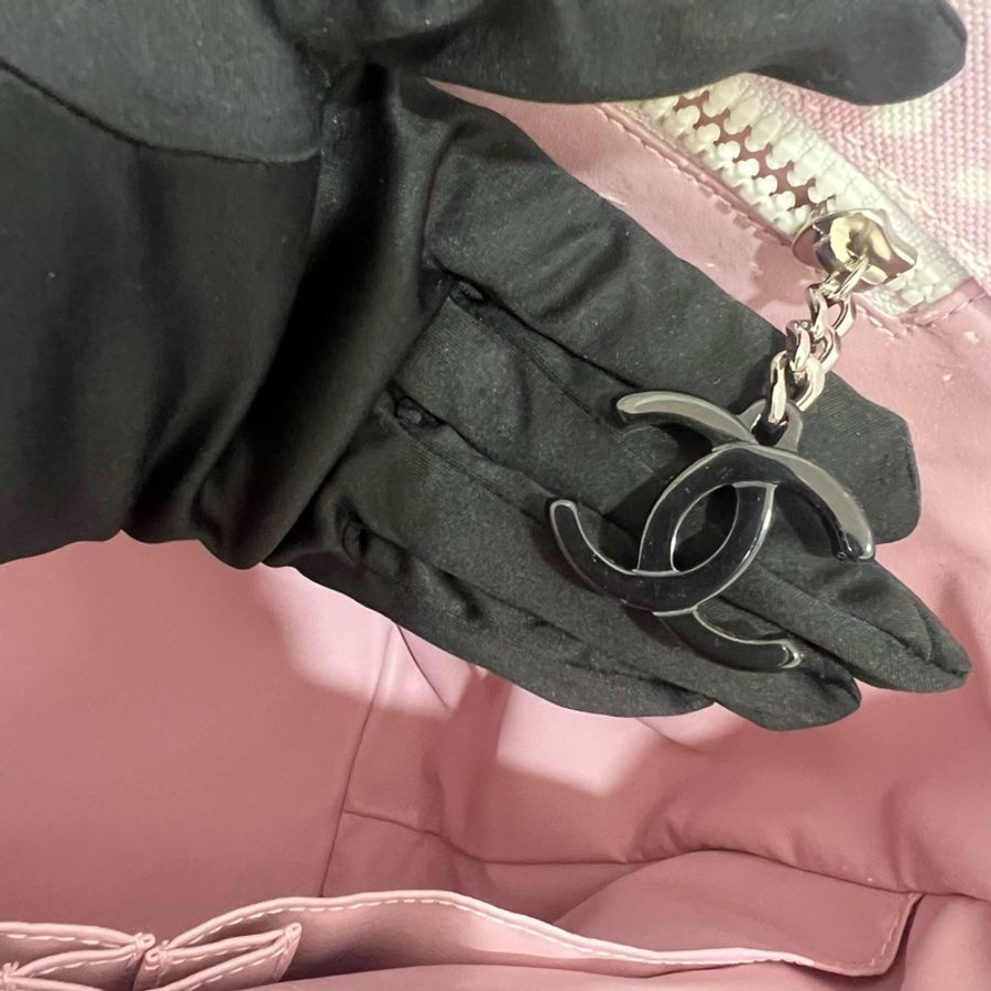 Chanel 粉色帆布托特包-19